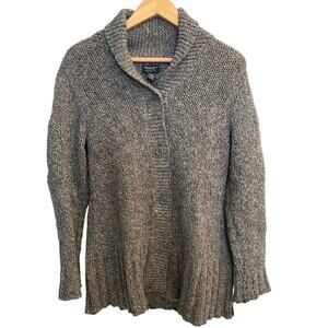 American Eagle Size Large Brown Heathered Collard Cardigan Button Up Sweater